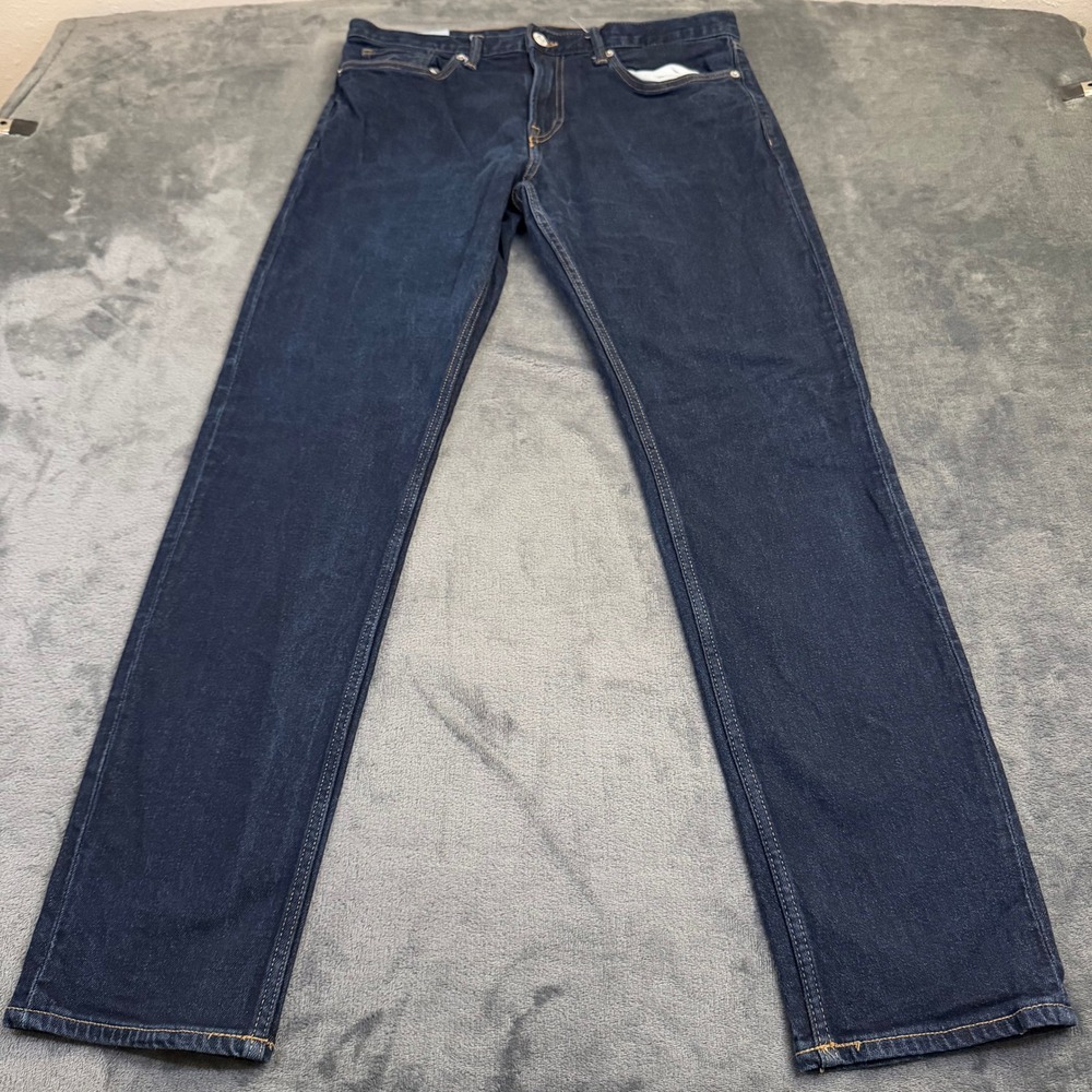 H&M Slim Fit Jeans Mens 33x32 Dark Indigo Blue Stretch Denim Pants